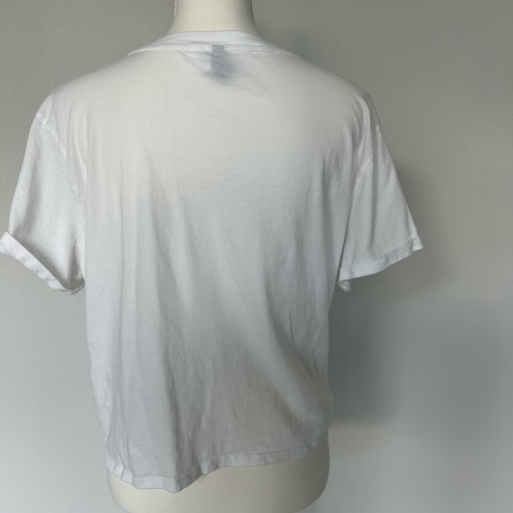 H&M White Cropped Baby Tee T-shirt with bow tie and Solar Tarot style Print - Picture 3 of 8